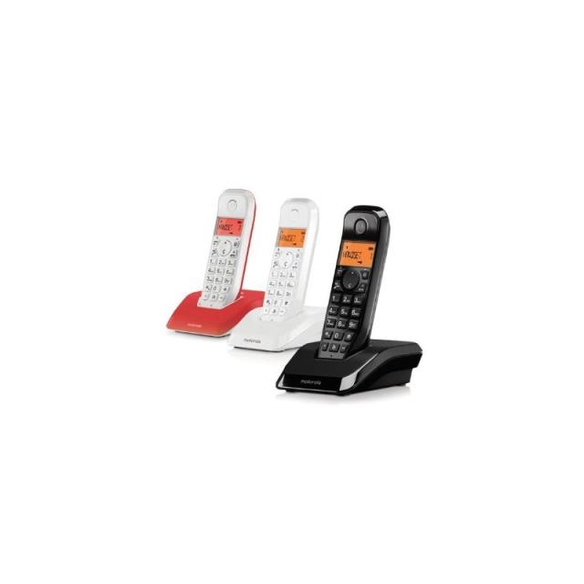 Motorola - S12 Teléfono DECT Identificador de llamadas Negro, Blanco