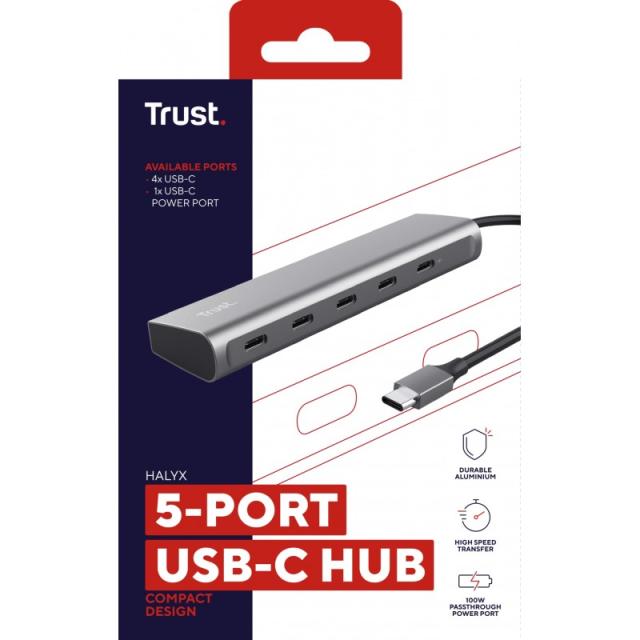 Trust - Halyx USB 3.2 Gen 1 (3.1 Gen 1) Type-C Plata