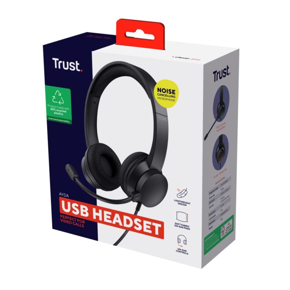 Trust - Ayda Auriculares Alámbrico Diadema Llamadas/Música USB tipo A Negro