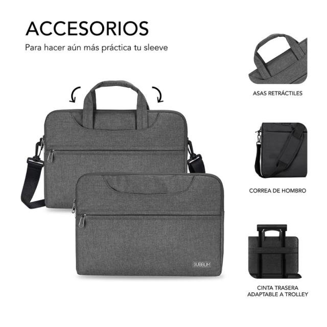 SUBBLIM - Funda Ordenador Business Laptop Sleeve 13,3-14" Grey