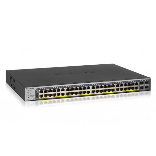 NETGEAR - GS752TP-300EUS switch Gestionado L2/L3/L4 Gigabit Ethernet (10/100/1000) Energía sobre Ethernet (PoE) 1U Negro