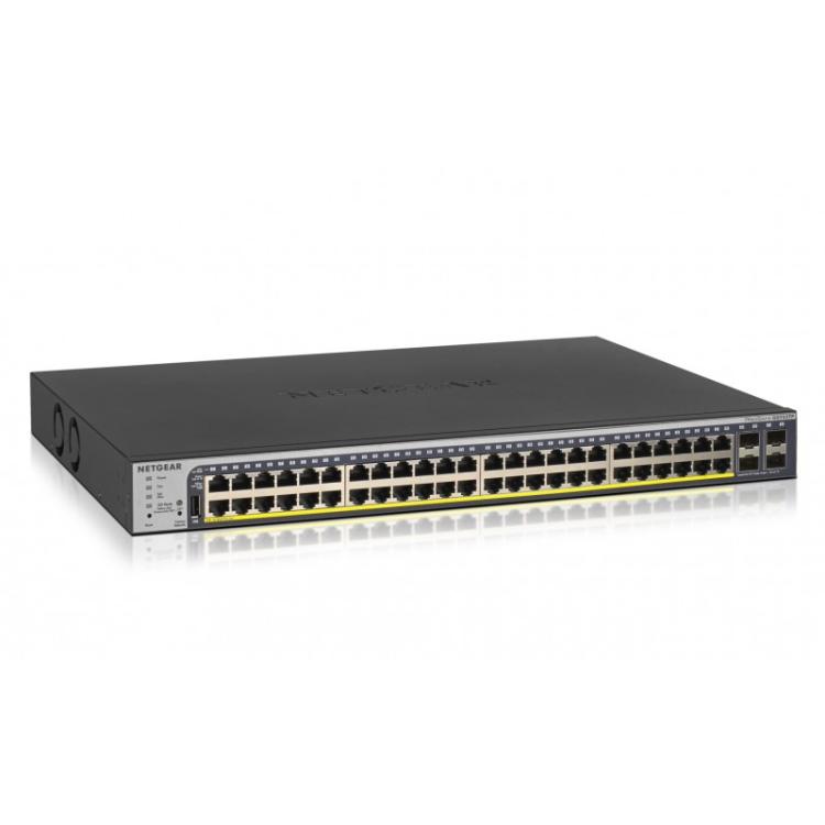 NETGEAR - GS752TP-300EUS switch Gestionado L2/L3/L4 Gigabit Ethernet (10/100/1000) Energía sobre Ethernet (PoE) 1U Negro