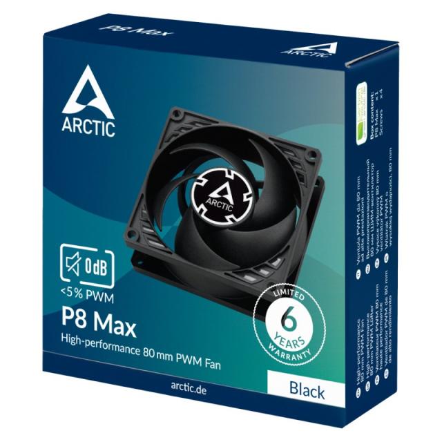 ARCTIC - P8 Max Carcasa del ordenador Ventilador 8 cm Negro 1 pieza(s)