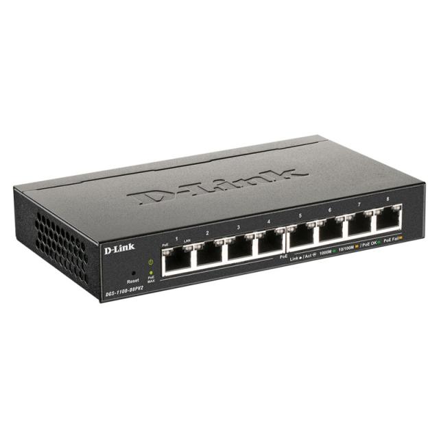 D-Link - DGS-1100-08PV2 Gestionado L2/L3 Gigabit Ethernet (10/100/1000) Energía sobre Ethernet (PoE) Negro