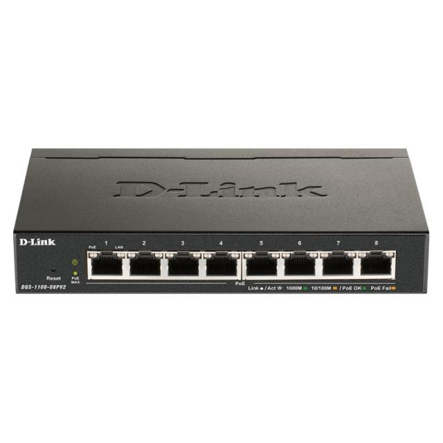 D-Link - DGS-1100-08PV2 Gestionado L2/L3 Gigabit Ethernet (10/100/1000) Energía sobre Ethernet (PoE) Negro