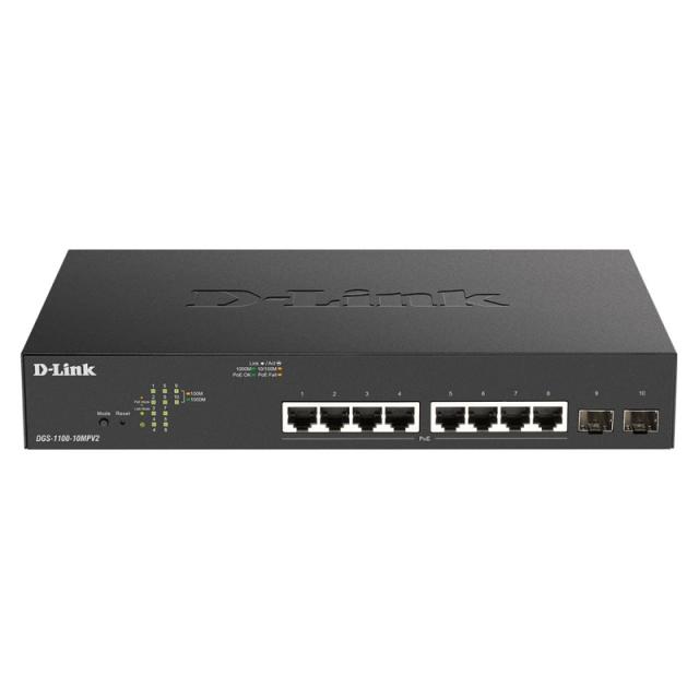 D-Link - DGS-1100-10MPV2 Gestionado L2 Gigabit Ethernet (10/100/1000) Energía sobre Ethernet (PoE) 1U Negro