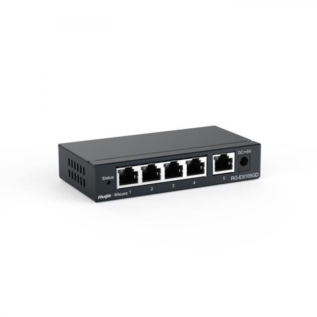 Ruijie Networks - RG-ES105GD switch No administrado Gigabit Ethernet (10/100/1000) Negro
