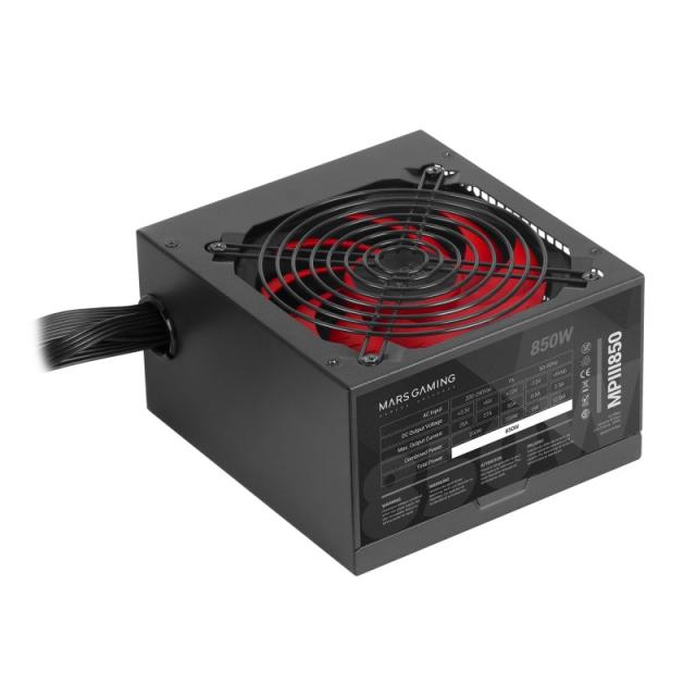Mars Gaming - MPIII850, Fuente Alimentación PC ATX 850W, 5 Años de Garantía, 85% Eficiencia, Sistema Digital APFC, Ve - MPIII850