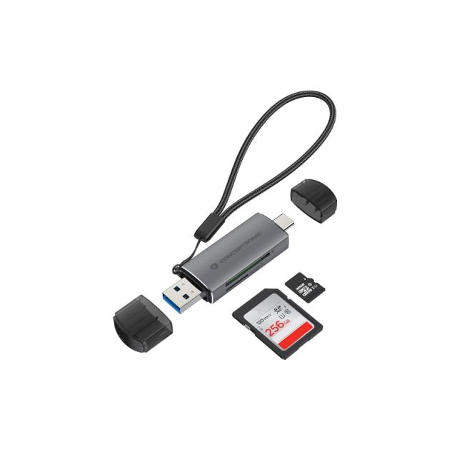 Conceptronic - BIAN05G lector de tarjeta USB 3.2 Gen 1 (3.1 Gen 1) Type-A/Type-C Gris