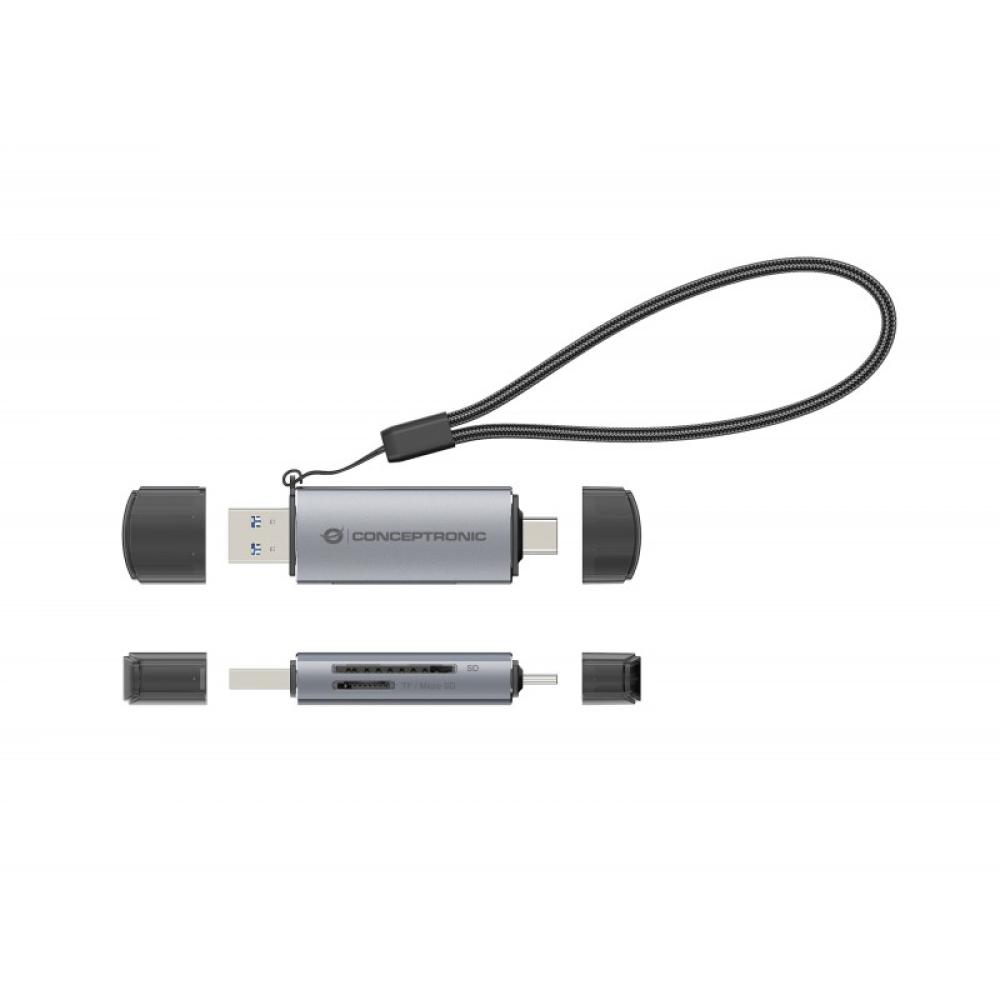 Conceptronic - BIAN05G lector de tarjeta USB 3.2 Gen 1 (3.1 Gen 1) Type-A/Type-C Gris