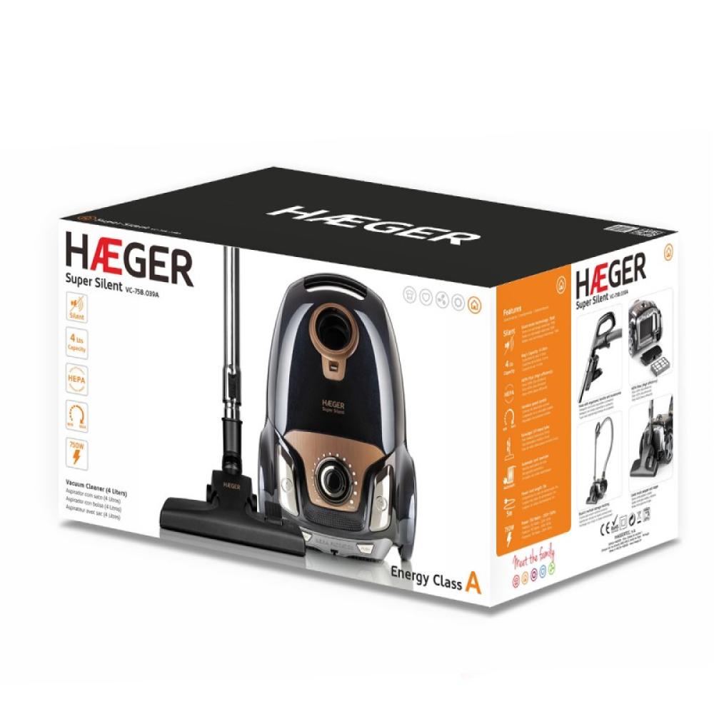 Haeger - VC-75B.039A aspiradora 4 L Aspiradora cilíndrica Secar 750 W Bolsa para el polvo