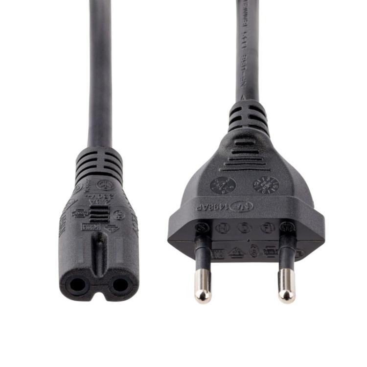 StarTech.com - Cable de 1m de Alimentación para Portátiles, Enchufe UE a C7, 2,5A 250V, 18AWG, Cable de Repuesto para Cargador d