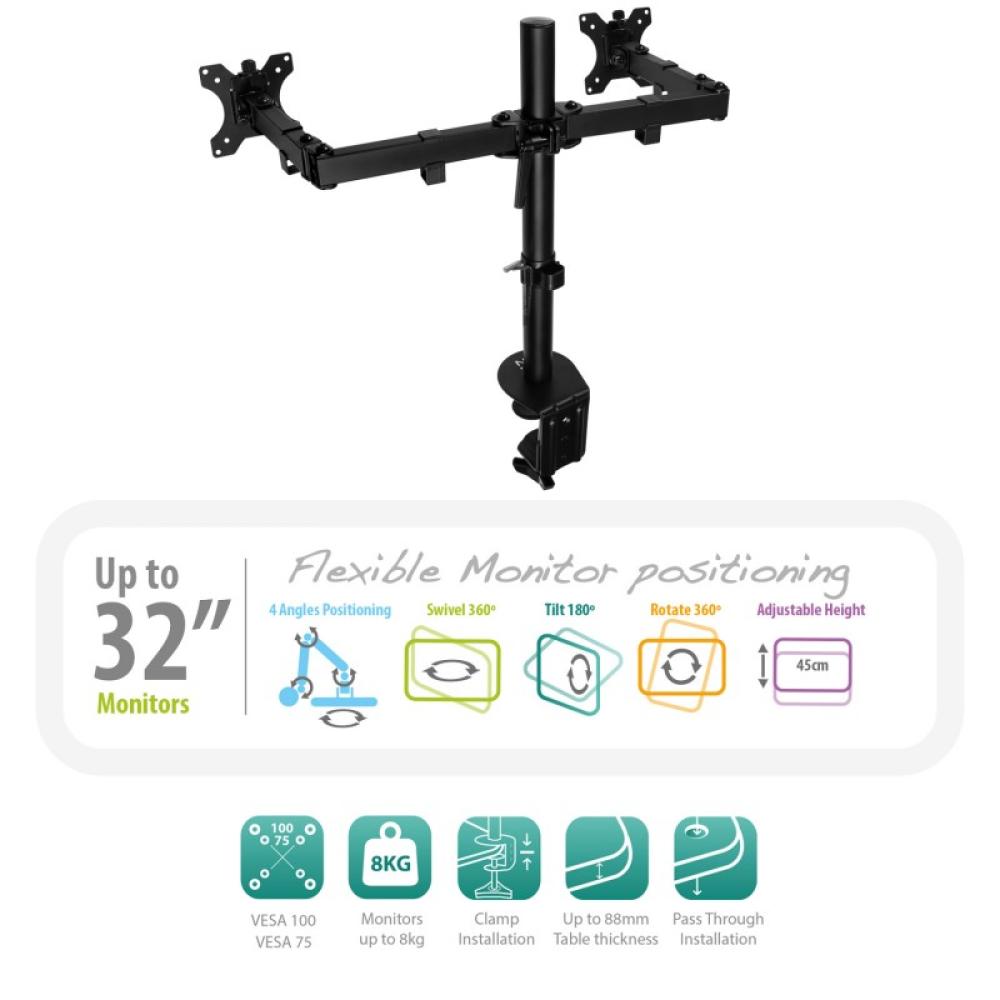 Ewent - EW1512 soporte para monitor 81,3 cm (32") Negro Escritorio