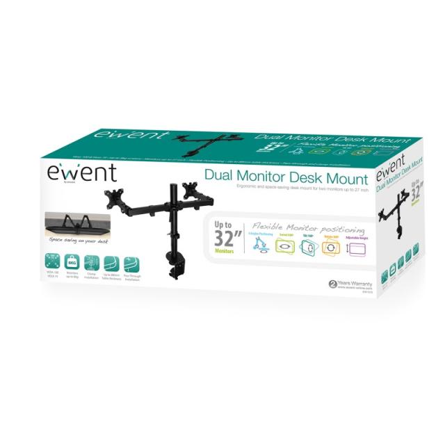 Ewent - EW1512 soporte para monitor 81,3 cm (32") Negro Escritorio