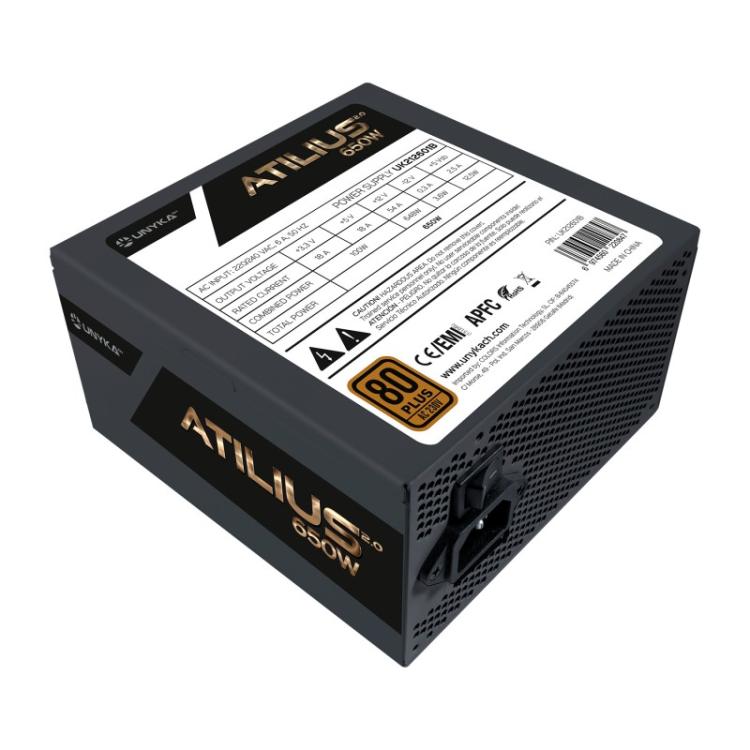 UNYKAch - ATX Atilius 2.0 Black 650W 80+ Bronze unidad de fuente de alimentación 20+4 pin ATX Negro