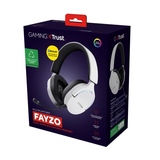 Trust - GXT 491W FAYZO Auriculares Inalámbrico y alámbrico Diadema Juego USB Tipo C Bluetooth Negro, Blanco