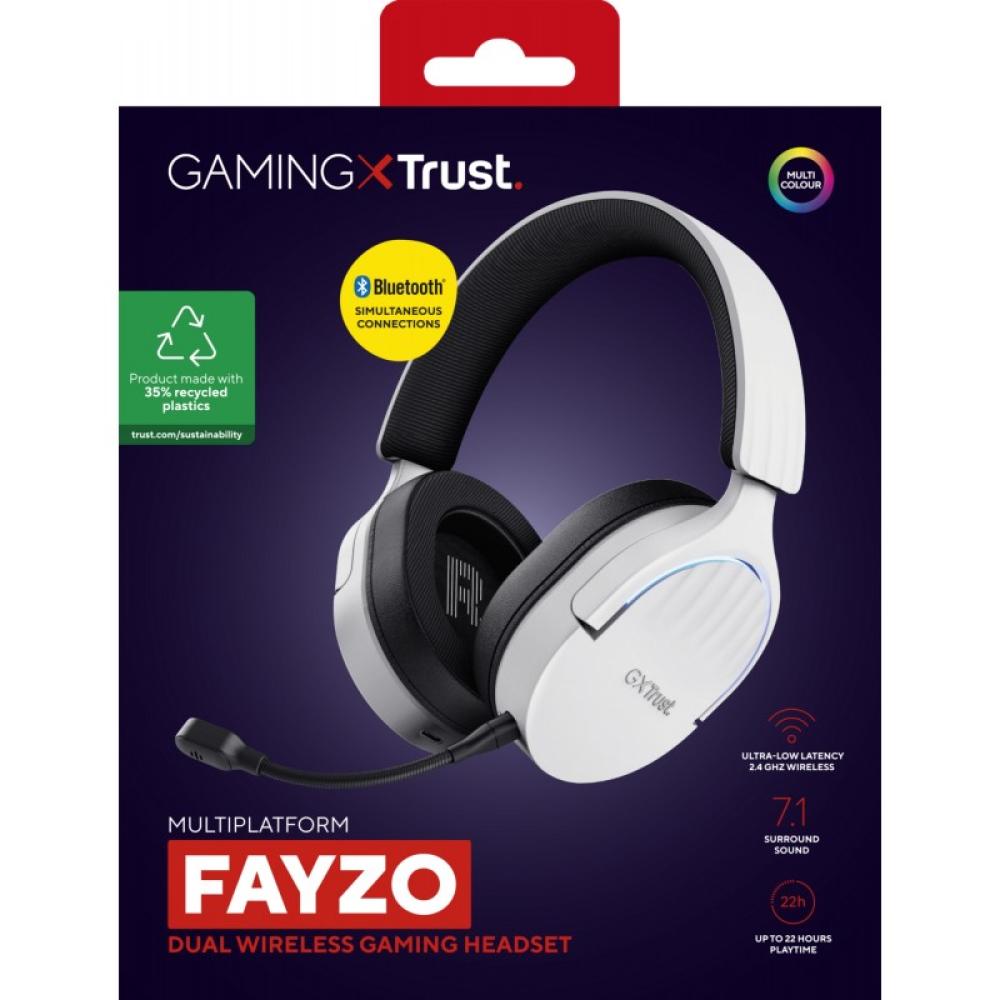 Trust - GXT 491W FAYZO Auriculares Inalámbrico y alámbrico Diadema Juego USB Tipo C Bluetooth Negro, Blanco