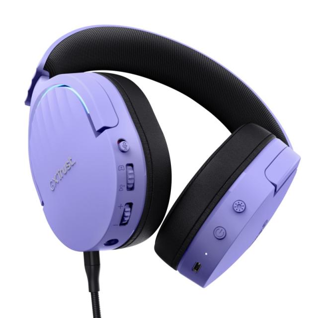 Trust - GXT 491P FAYZO Auriculares Inalámbrico y alámbrico Diadema Juego USB tipo A Bluetooth Negro, Púrpura