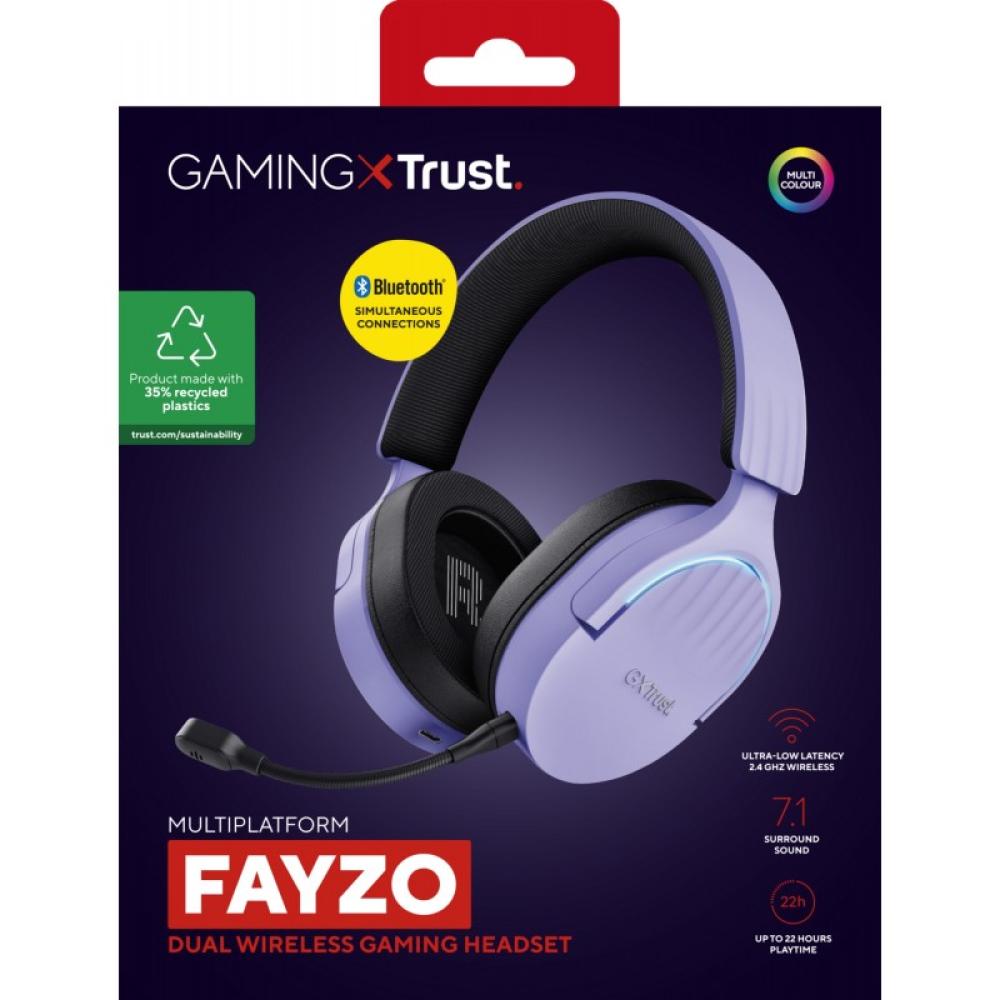 Trust - GXT 491P FAYZO Auriculares Inalámbrico y alámbrico Diadema Juego USB tipo A Bluetooth Negro, Púrpura