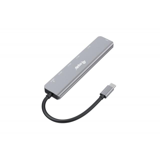 Equip - 133494 Adaptador multifunción USB-C 7 en 1, HDMI 4K/60Hz, USB 3.2 Gen1 x 3 , TF/MICRO SD, 100W USB PD