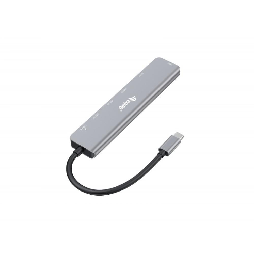 Equip - 133494 Adaptador multifunción USB-C 7 en 1, HDMI 4K/60Hz, USB 3.2 Gen1 x 3 , TF/MICRO SD, 100W USB PD