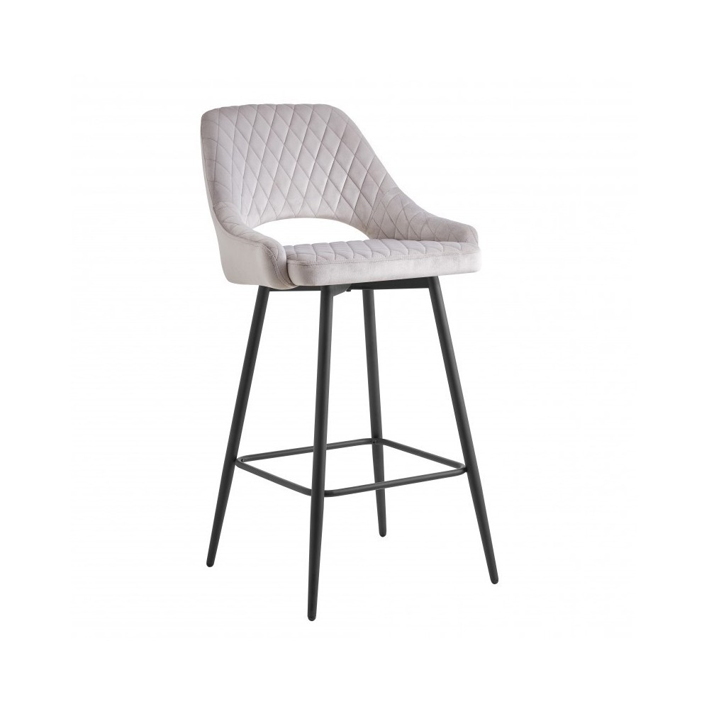Taburete HONORIO, metal, tapizado velvet 13 gris claro