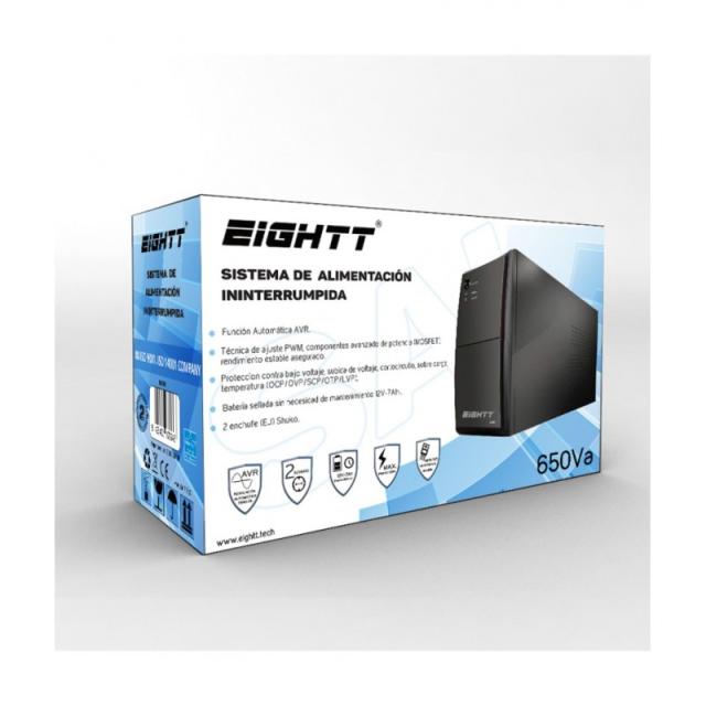 Eightt - ES650 sistema de alimentación ininterrumpida (UPS) En espera (Fuera de línea) o Standby (Offline) 0,65 kVA