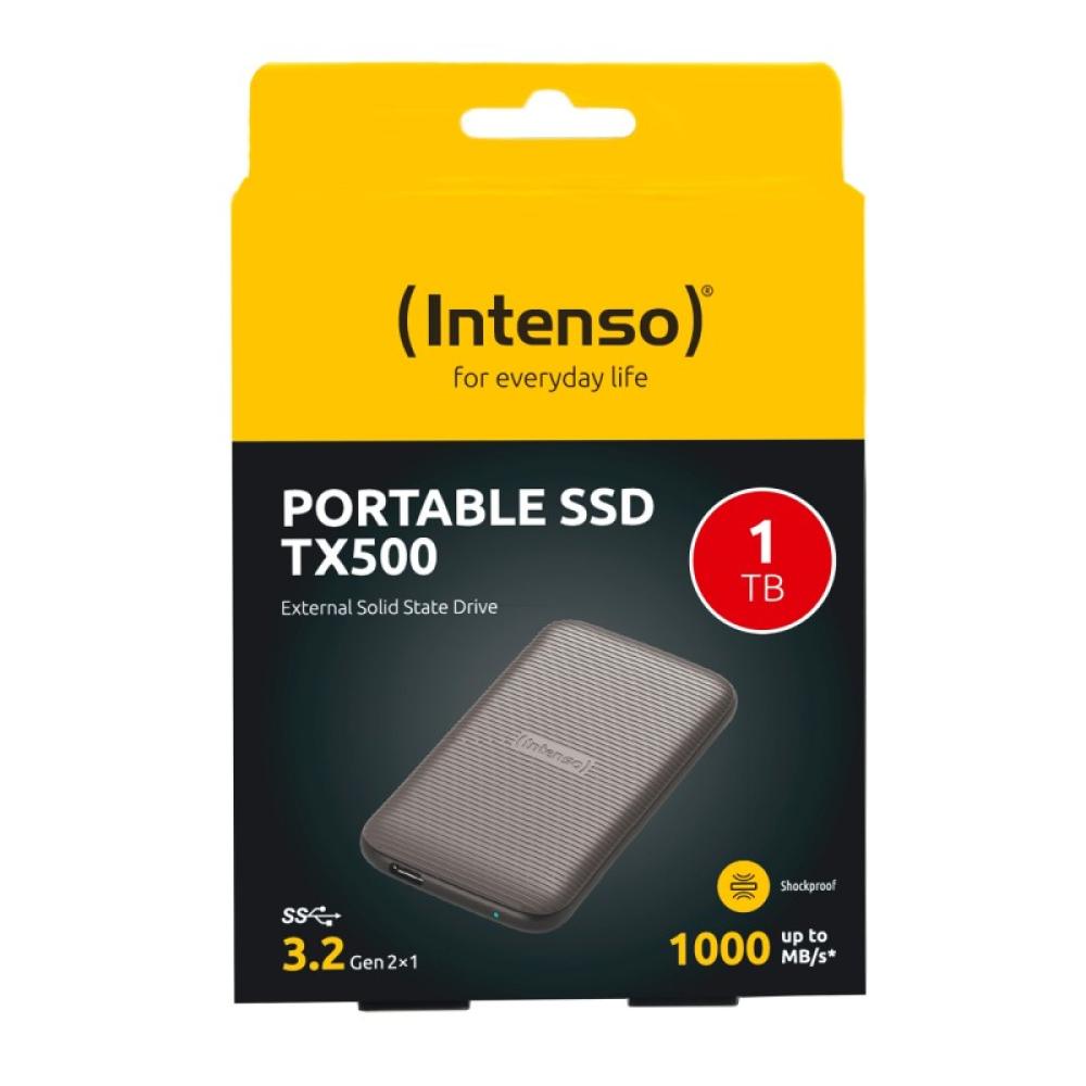 Intenso - SSD Externa TX500, 1 TB, Super Speed USB 3.2 Gen 2x1 (10 Gbit/s), hasta 1000 MB/s