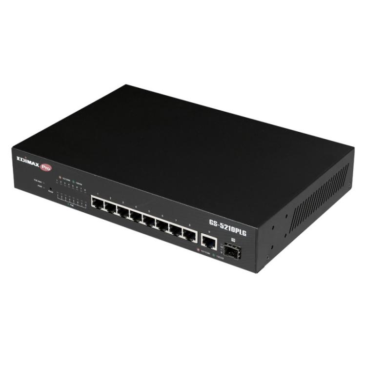 Edimax - Switch GS-5210PLG Gestionado Gigabit Ethernet (10/100/1000) Energía sobre Ethernet (PoE) Negro