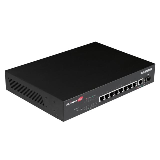 Edimax - Switch GS-5210PLG Gestionado Gigabit Ethernet (10/100/1000) Energía sobre Ethernet (PoE) Negro