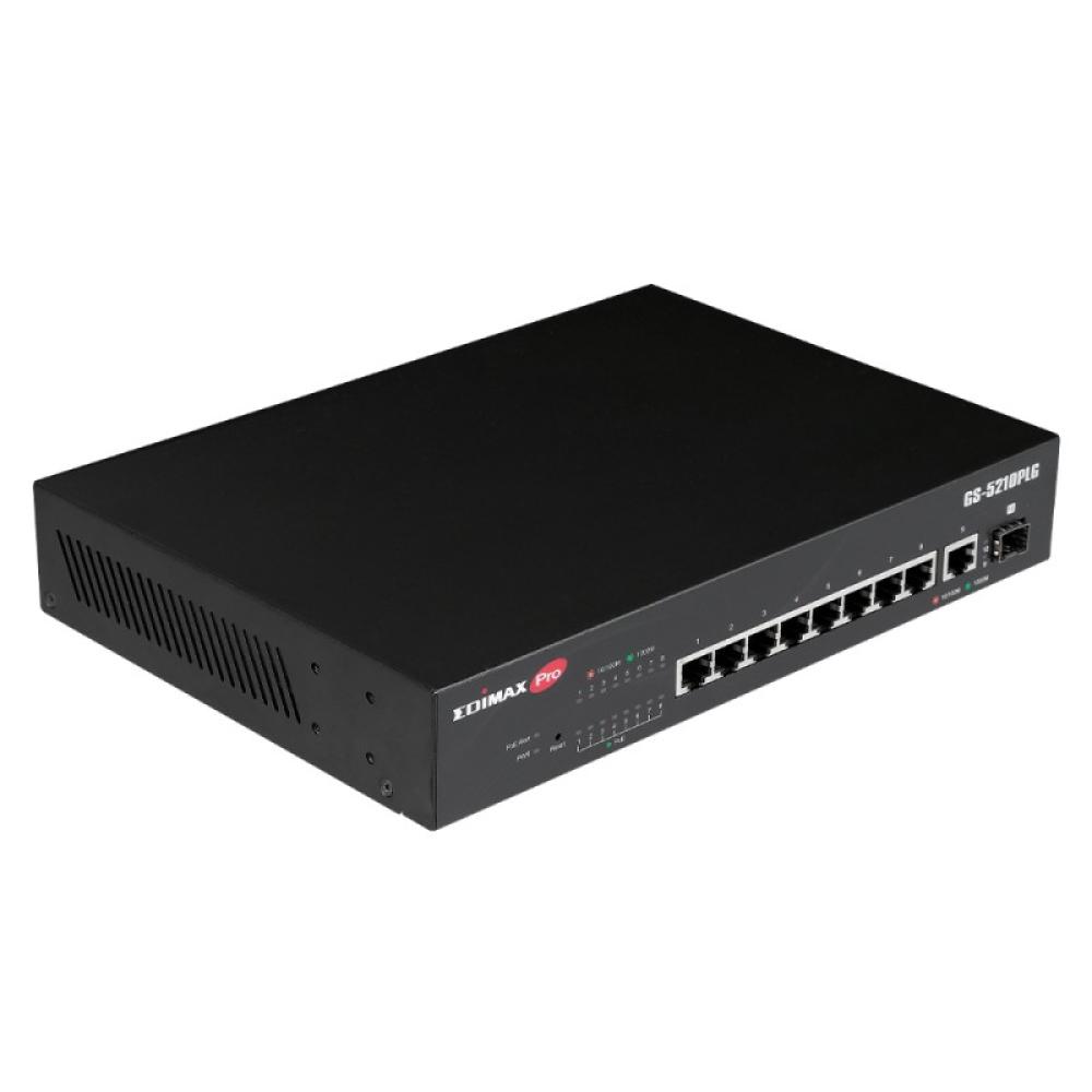 Edimax - Switch GS-5210PLG Gestionado Gigabit Ethernet (10/100/1000) Energía sobre Ethernet (PoE) Negro