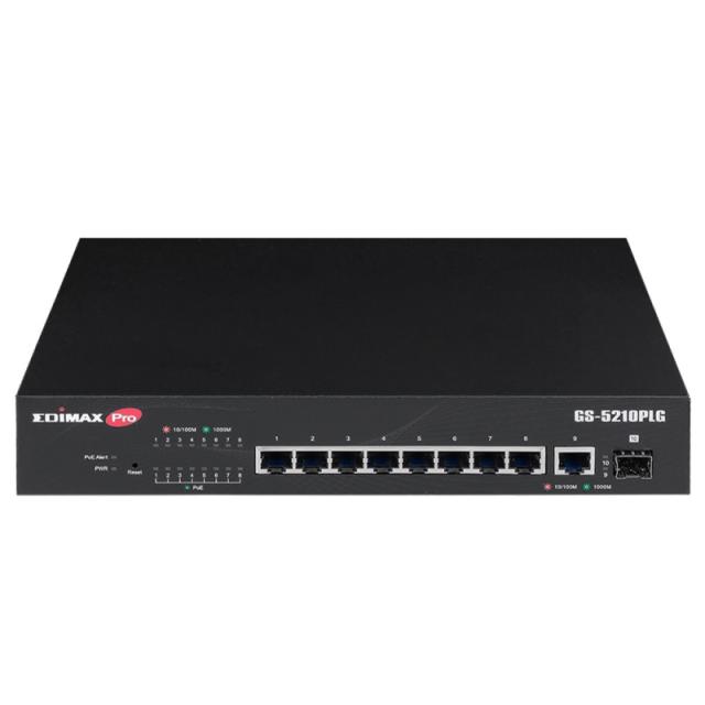 Edimax - Switch GS-5210PLG Gestionado Gigabit Ethernet (10/100/1000) Energía sobre Ethernet (PoE) Negro