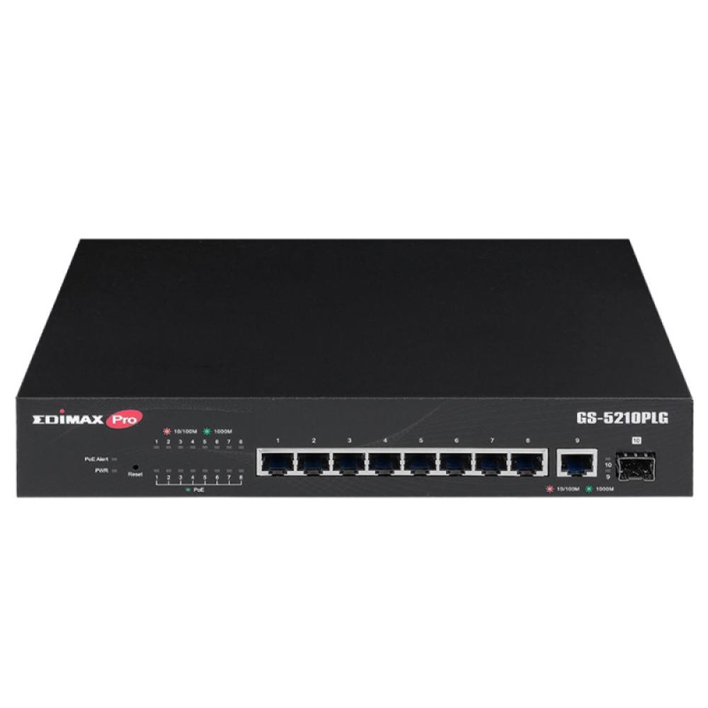 Edimax - Switch GS-5210PLG Gestionado Gigabit Ethernet (10/100/1000) Energía sobre Ethernet (PoE) Negro