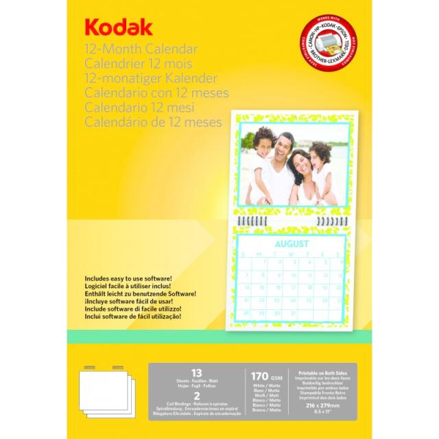 Kodak - Calendario para impresora de tinta. incluye 13 hojas, sofware y nudillo