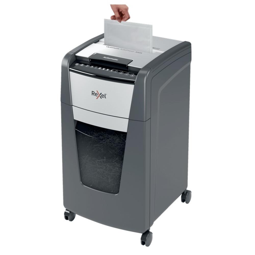 Rexel - AutoFeed+ 300X triturador de papel Corte cruzado 55 dB 23 cm Negro, Gris