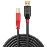 Lindy - 42762 cable USB USB 2.0 15 m USB A USB B Negro, Rojo