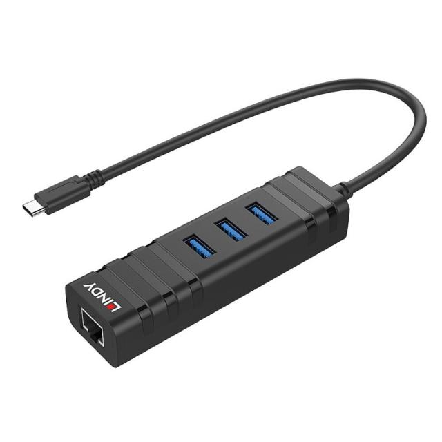 Lindy - 43249 hub de interfaz USB 3.2 Gen 1 (3.1 Gen 1) Type-C 5000 Mbit/s Negro