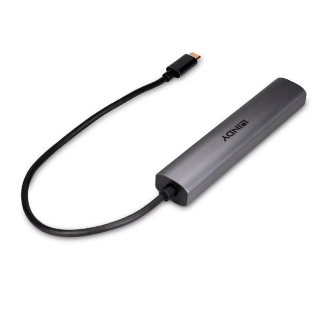 Lindy - 43384 hub de interfaz USB Tipo C 10000 Mbit/s Gris