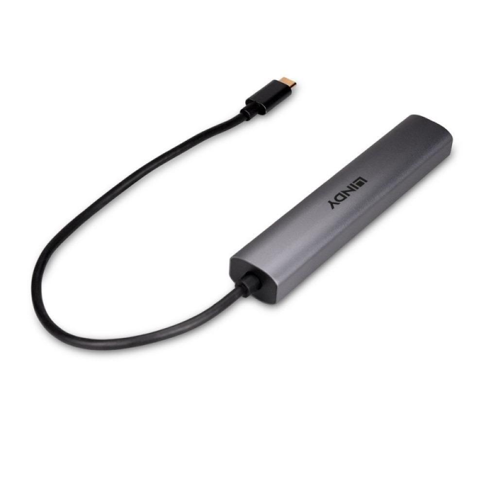 Lindy - 43384 hub de interfaz USB Tipo C 10000 Mbit/s Gris
