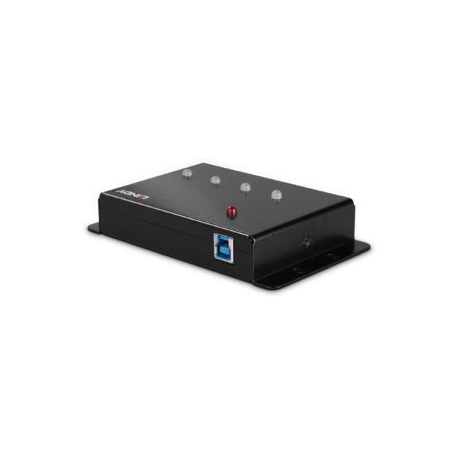 Lindy - 43374 hub de interfaz USB 3.2 Gen 1 (3.1 Gen 1) Type-B 5000 Mbit/s Negro