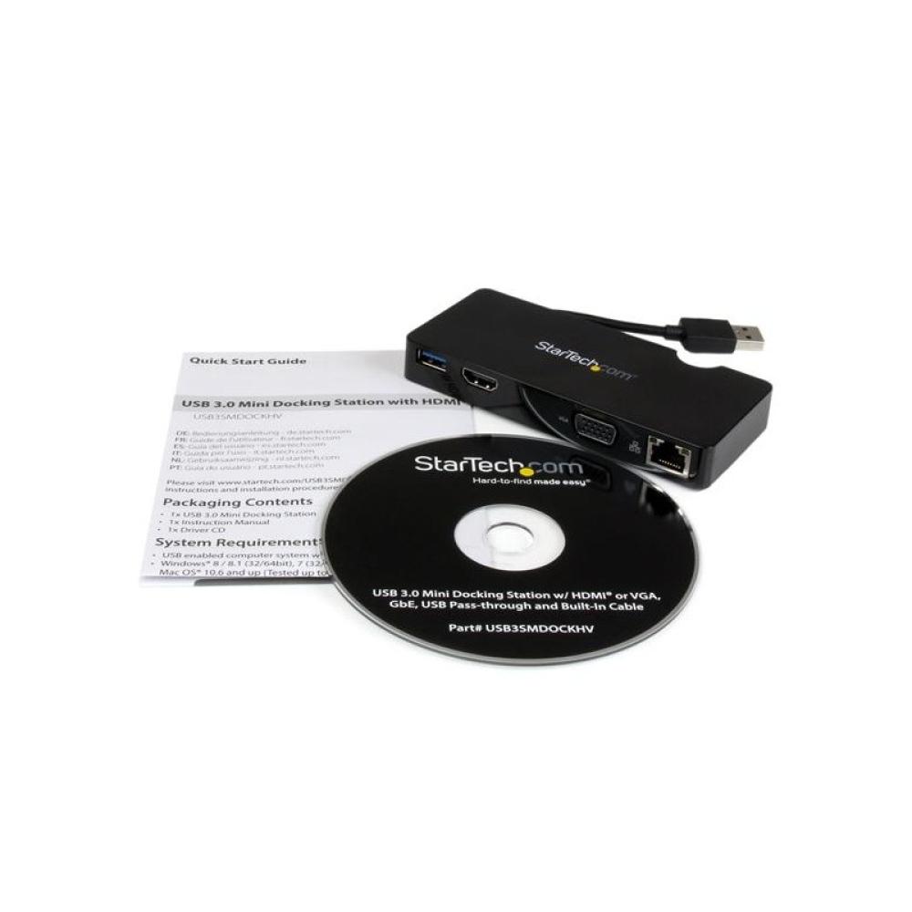 StarTech.com - Replicador de Puertos USB 3.0 de Viajes con HDMI o VGA - Docking Station para Portátil