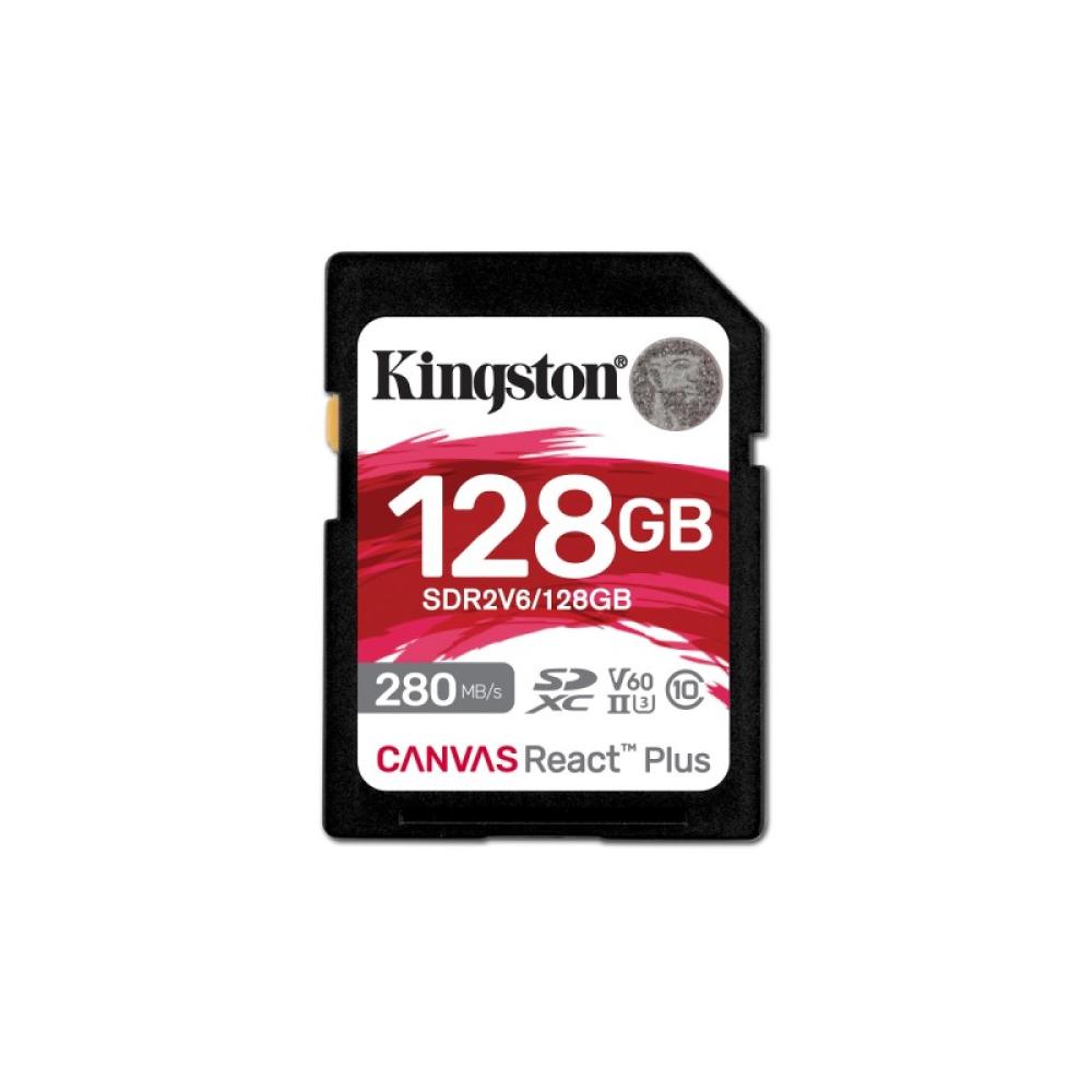 Kingston Technology - 128GB Canvas React Plus SDXC UHS-II 280R/100W U3 V60 for Full HD/4K