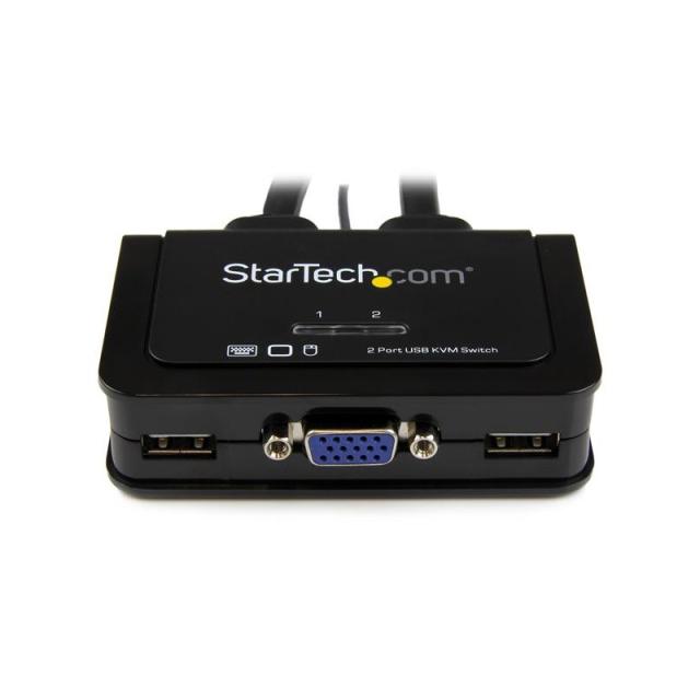 StarTech.com - Switch Conmutador KVM de Cable con 2 Puertos VGA USB Alimentado por USB con Interruptor Remoto