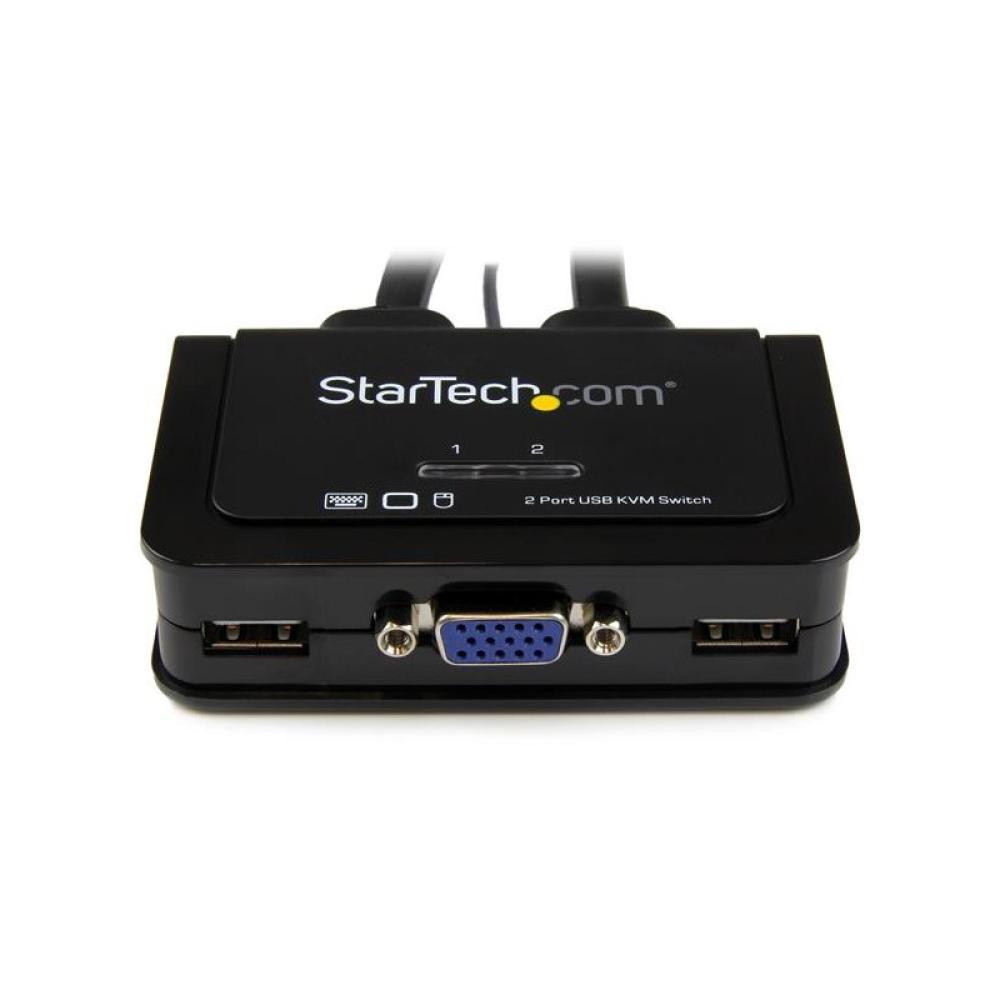 StarTech.com - Switch Conmutador KVM de Cable con 2 Puertos VGA USB Alimentado por USB con Interruptor Remoto