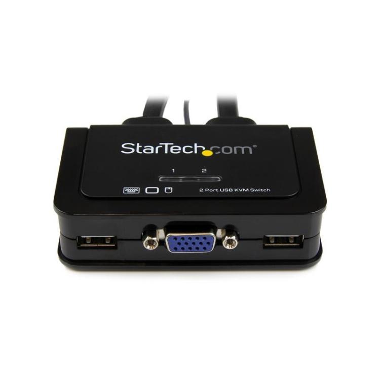 StarTech.com - Switch Conmutador KVM de Cable con 2 Puertos VGA USB Alimentado por USB con Interruptor Remoto