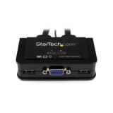 StarTech.com - Switch Conmutador KVM de Cable con 2 Puertos VGA USB Alimentado por USB con Interruptor Remoto