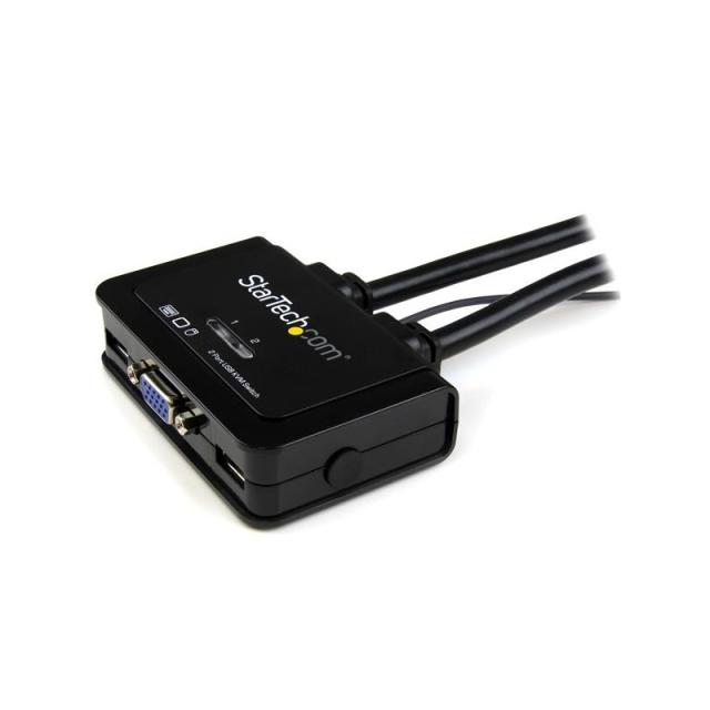 StarTech.com - Switch Conmutador KVM de Cable con 2 Puertos VGA USB Alimentado por USB con Interruptor Remoto