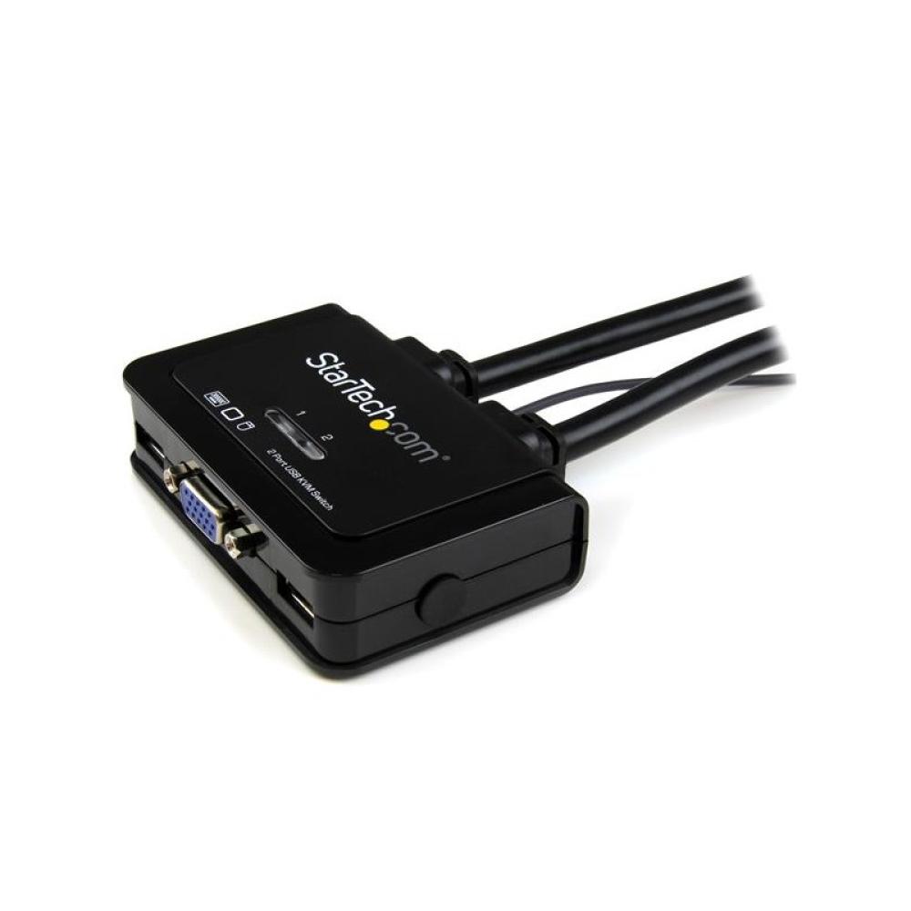 StarTech.com - Switch Conmutador KVM de Cable con 2 Puertos VGA USB Alimentado por USB con Interruptor Remoto