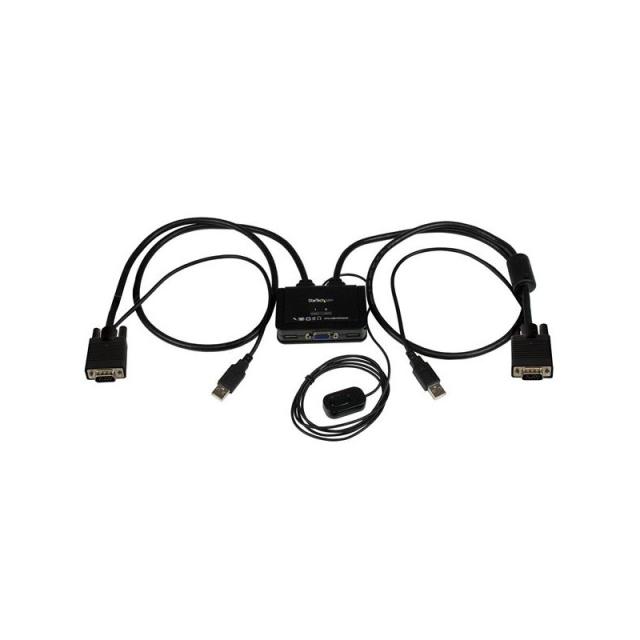 StarTech.com - Switch Conmutador KVM de Cable con 2 Puertos VGA USB Alimentado por USB con Interruptor Remoto