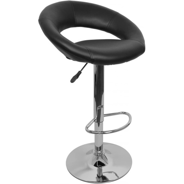 Taburete LUXUS NEW (M), cromado, similpiel negra